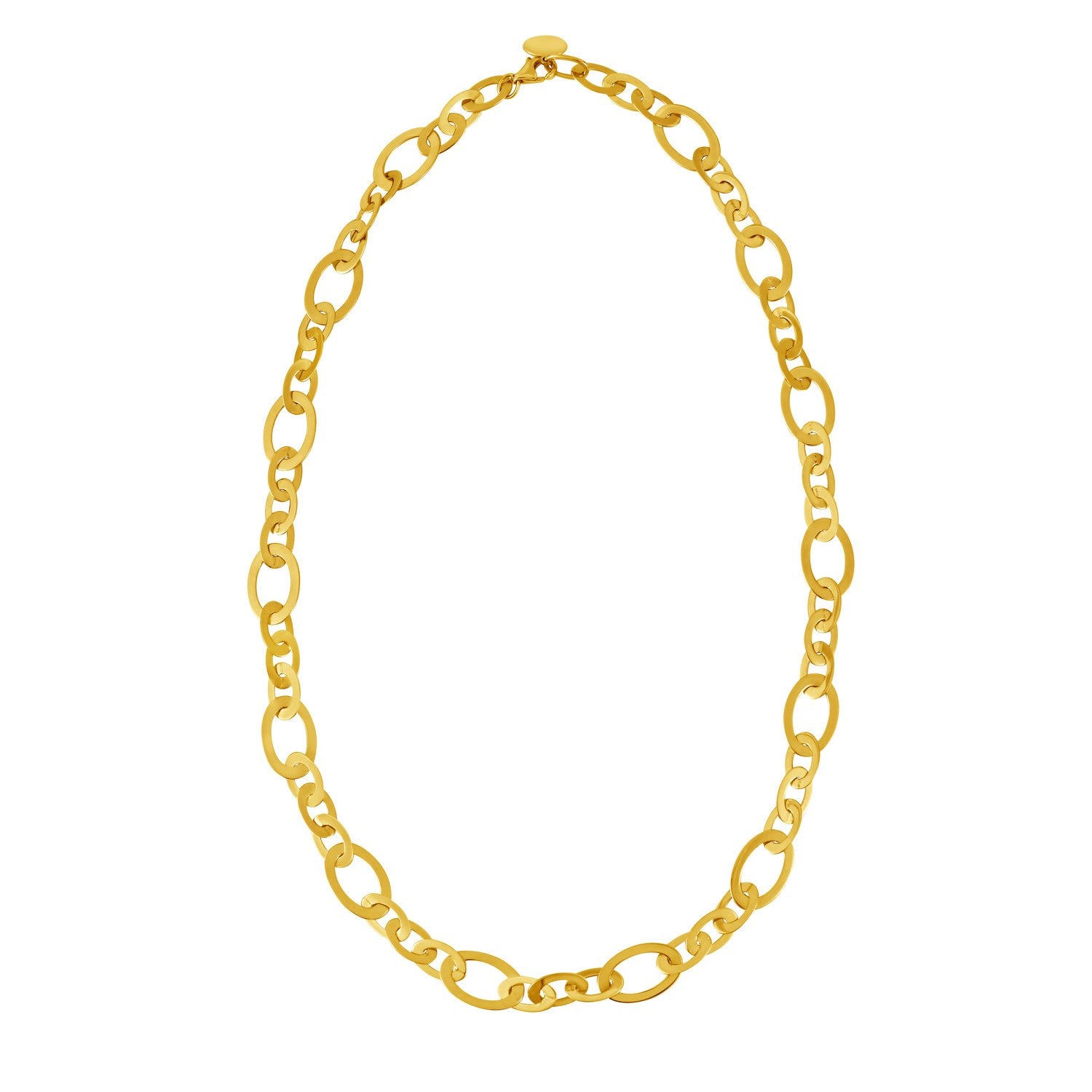 Large Flat Oval Link Necklace in 14K Yellow Gold (7.90 mm)
