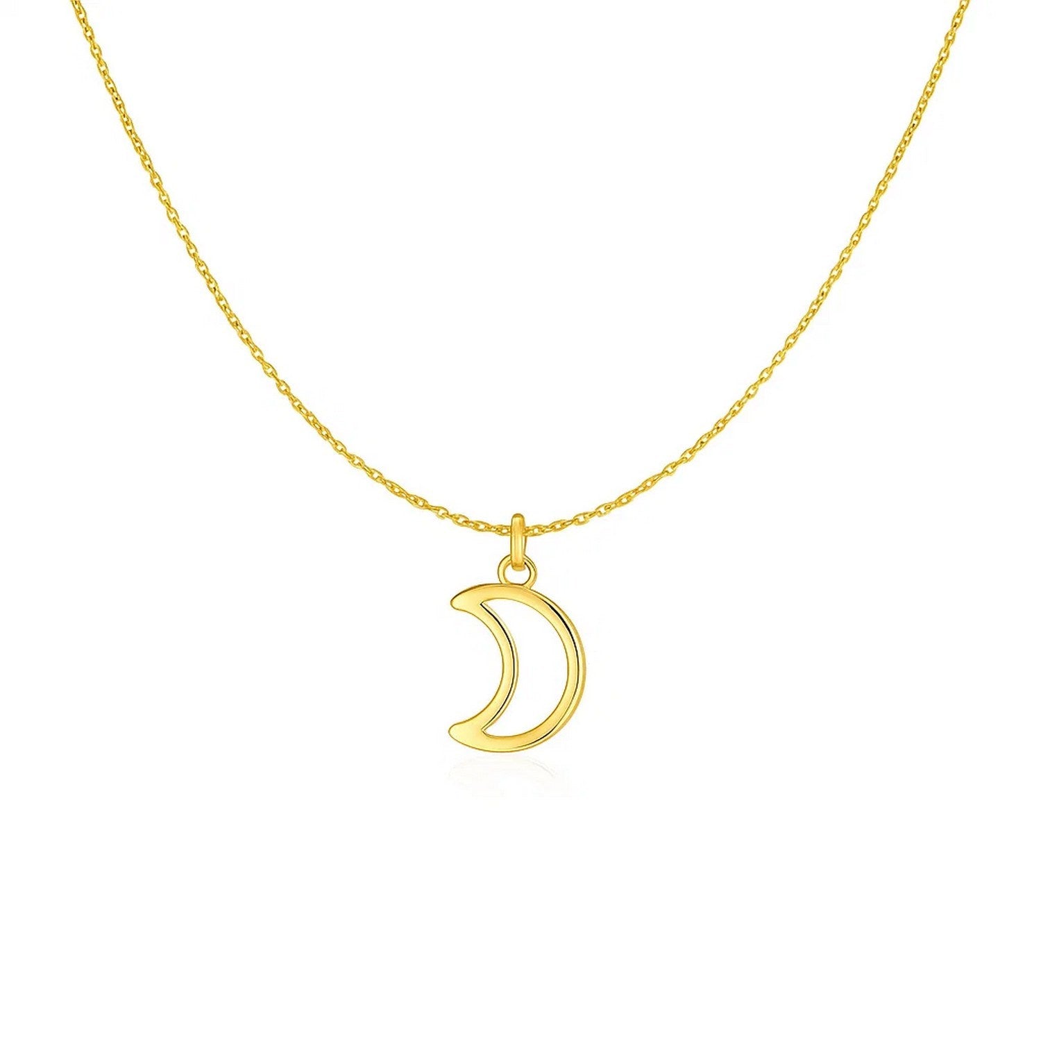 14k Yellow Gold Necklace with Moon