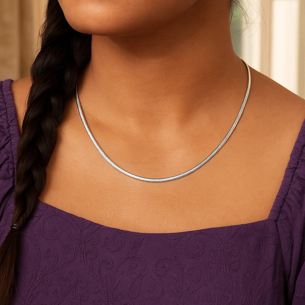 2.5mm 14k Two Tone Gold Reversible Omega Necklace