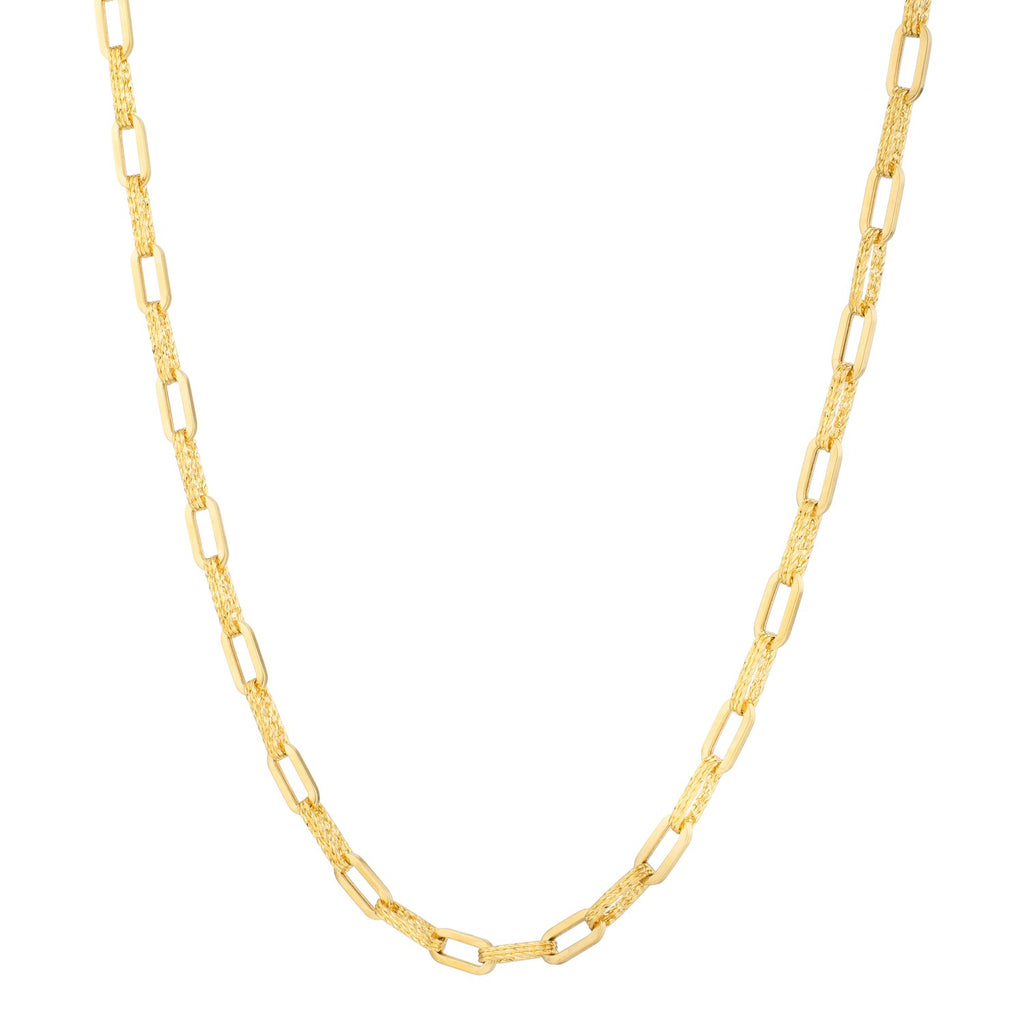 14k Yellow Gold Diamante Paperclip Chain Necklace (4.00 mm)