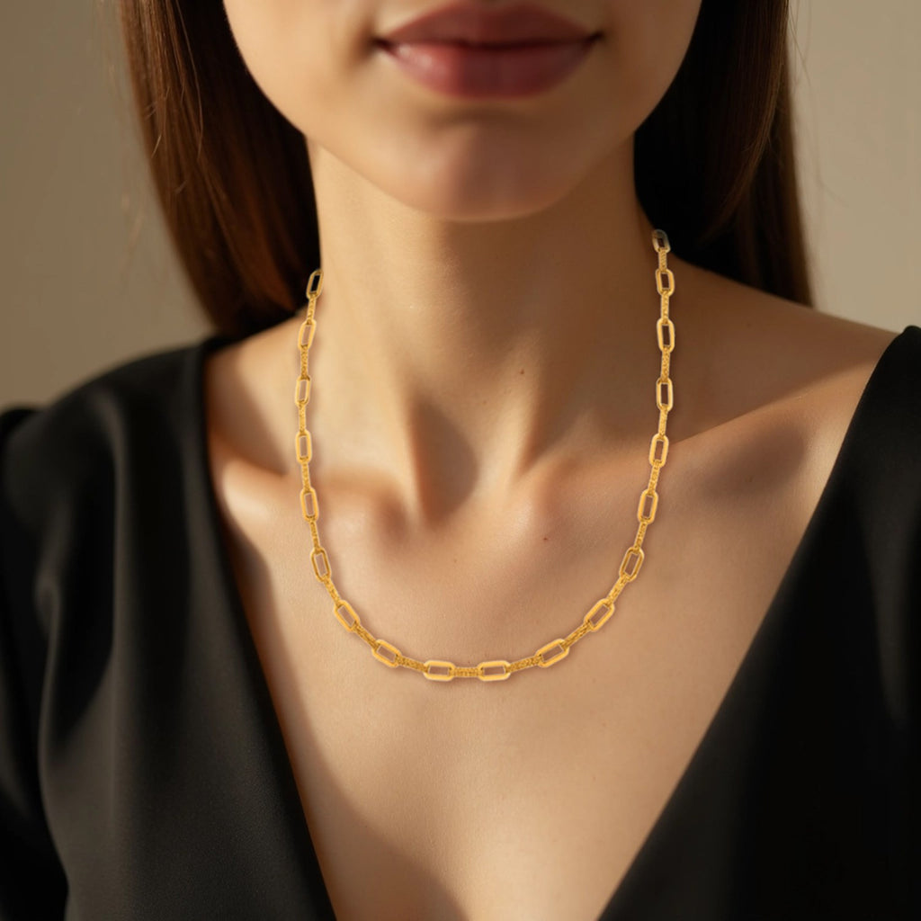 14k Yellow Gold Diamante Paperclip Chain Necklace (4.00 mm)