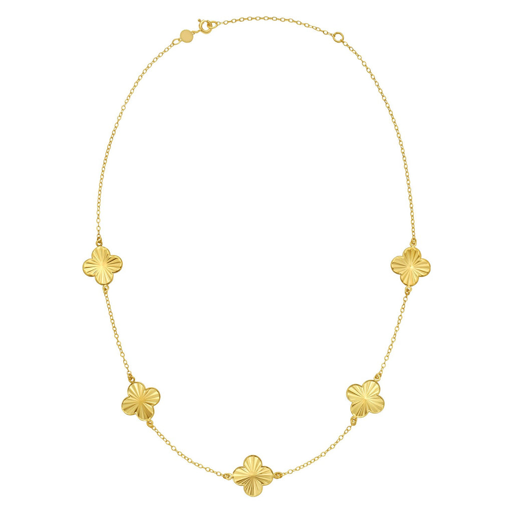 14K Yellow Gold Clover Necklace