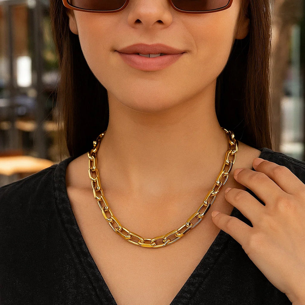 14k Yellow Gold French Cable Link Necklace (9mm)