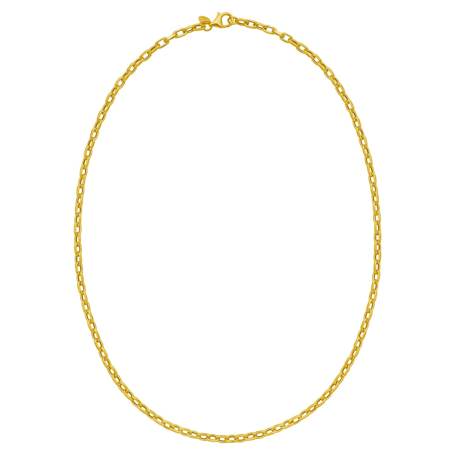 14K Yellow Gold Charm Link Cable Chain Necklace (3.30 mm)