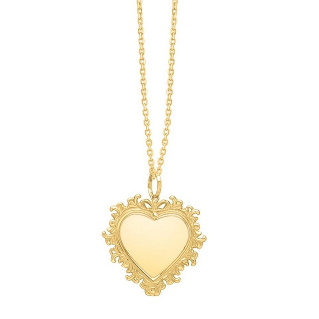 Baroque Heart Necklace in 14K Yellow Gold
