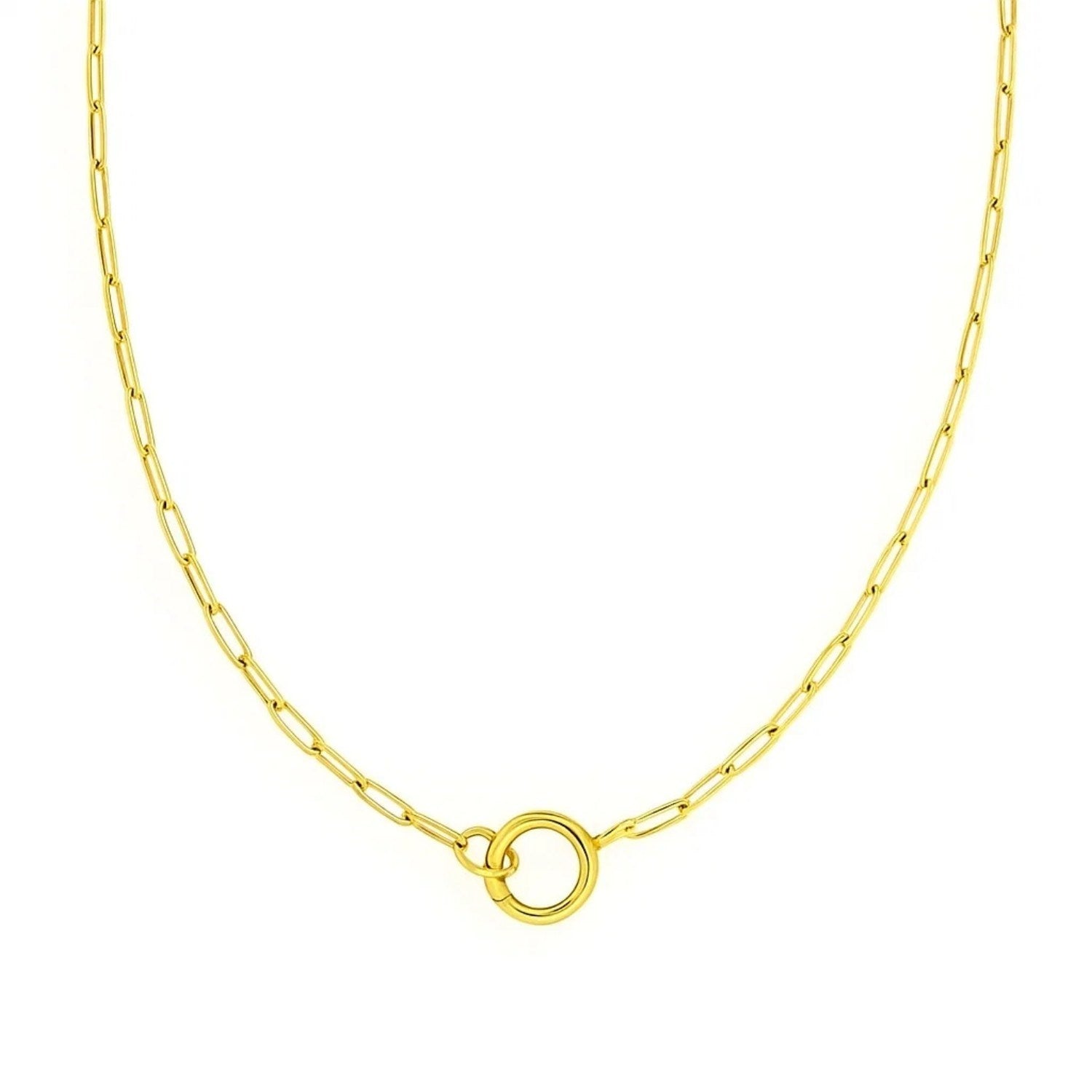 14k Yellow Gold High Polish The Invisible Paperclip Clasp Necklace