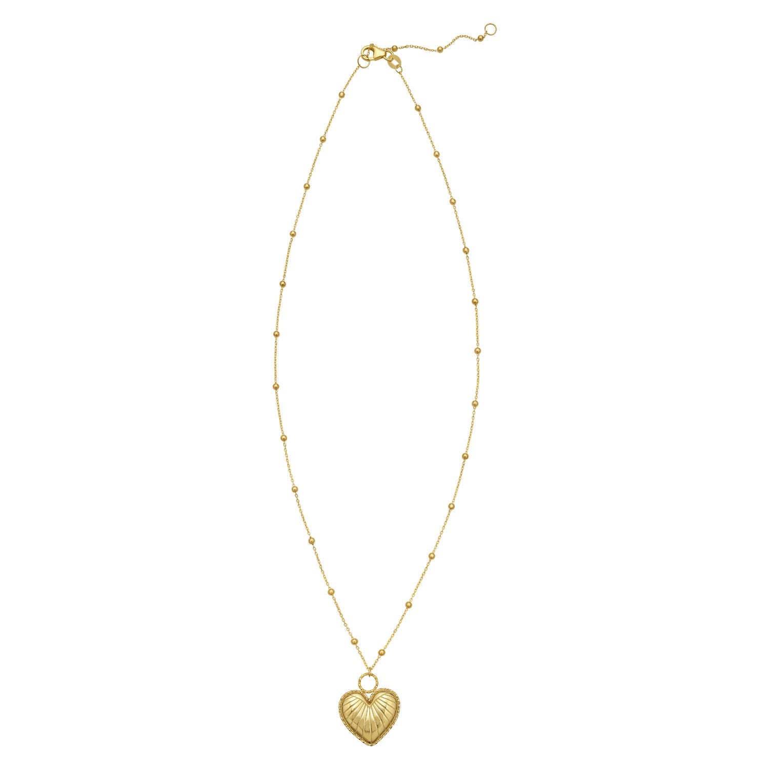 14K Yellow Gold Vintage Puffed Heart Necklace
