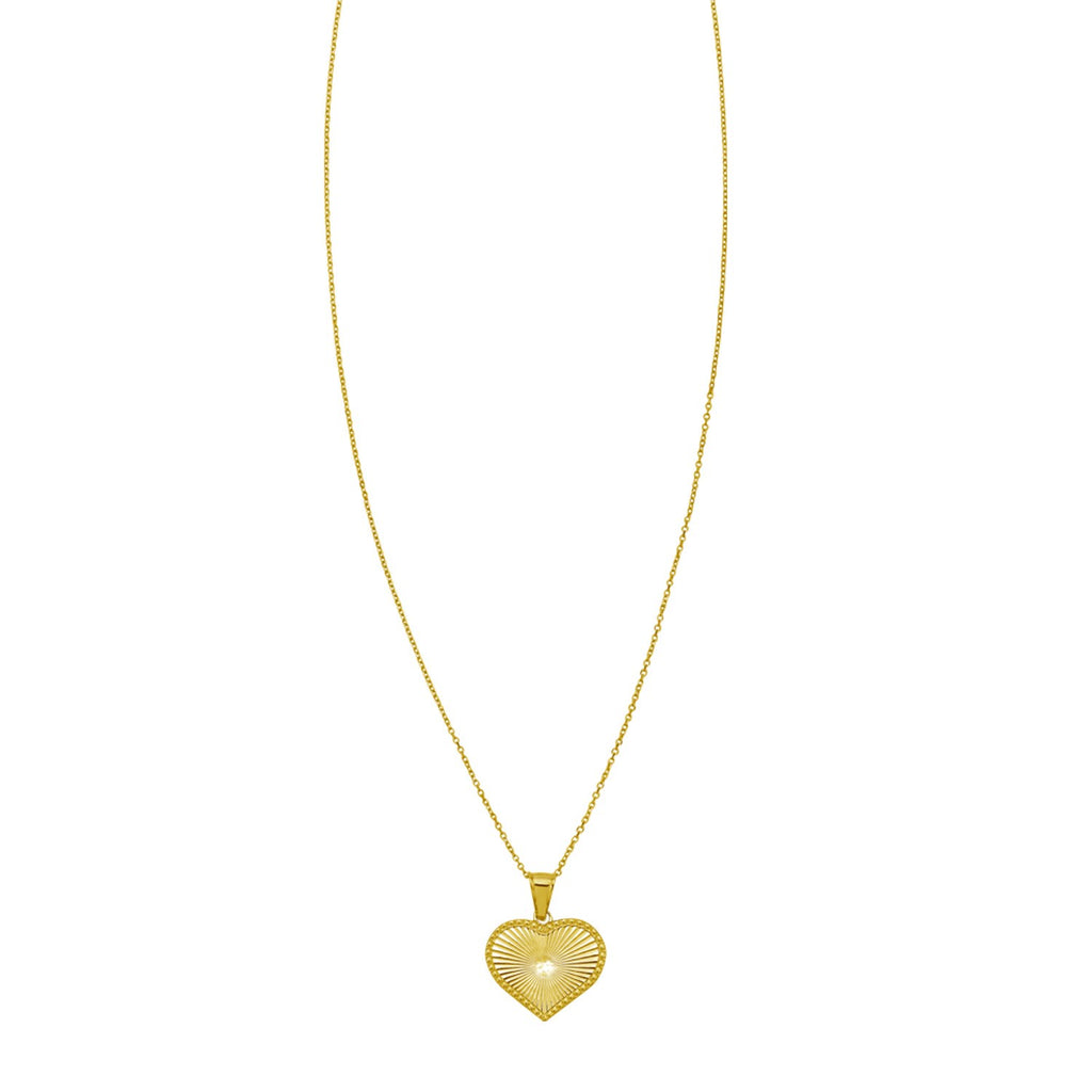 14K Yellow Gold Radiating Heart Necklace