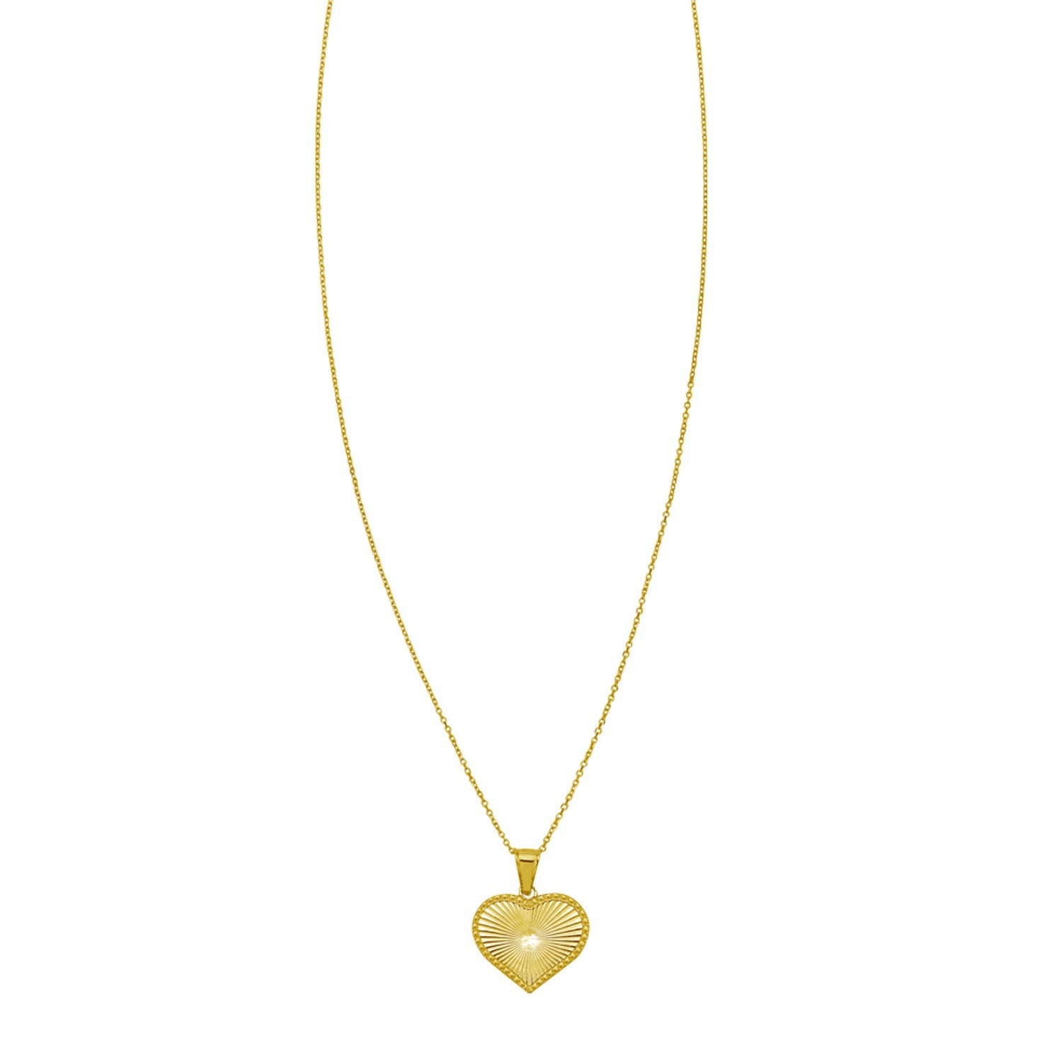 14K Yellow Gold Radiating Heart Necklace
