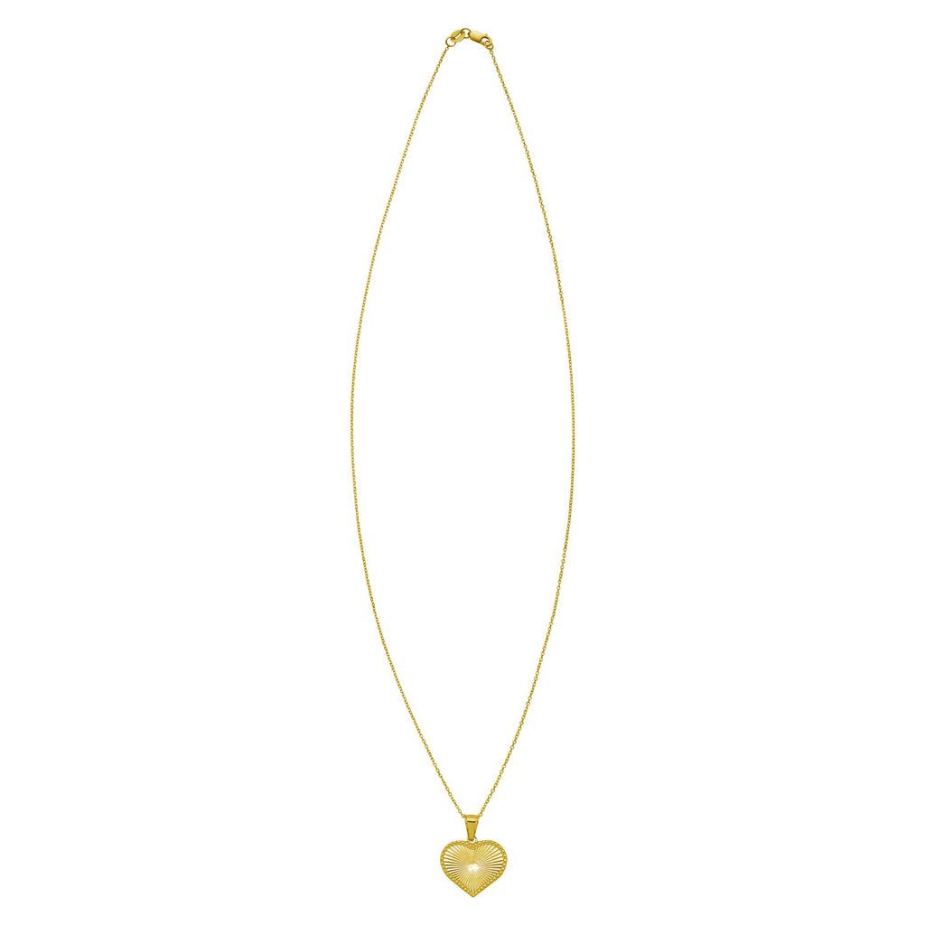 14K Yellow Gold Radiating Heart Necklace