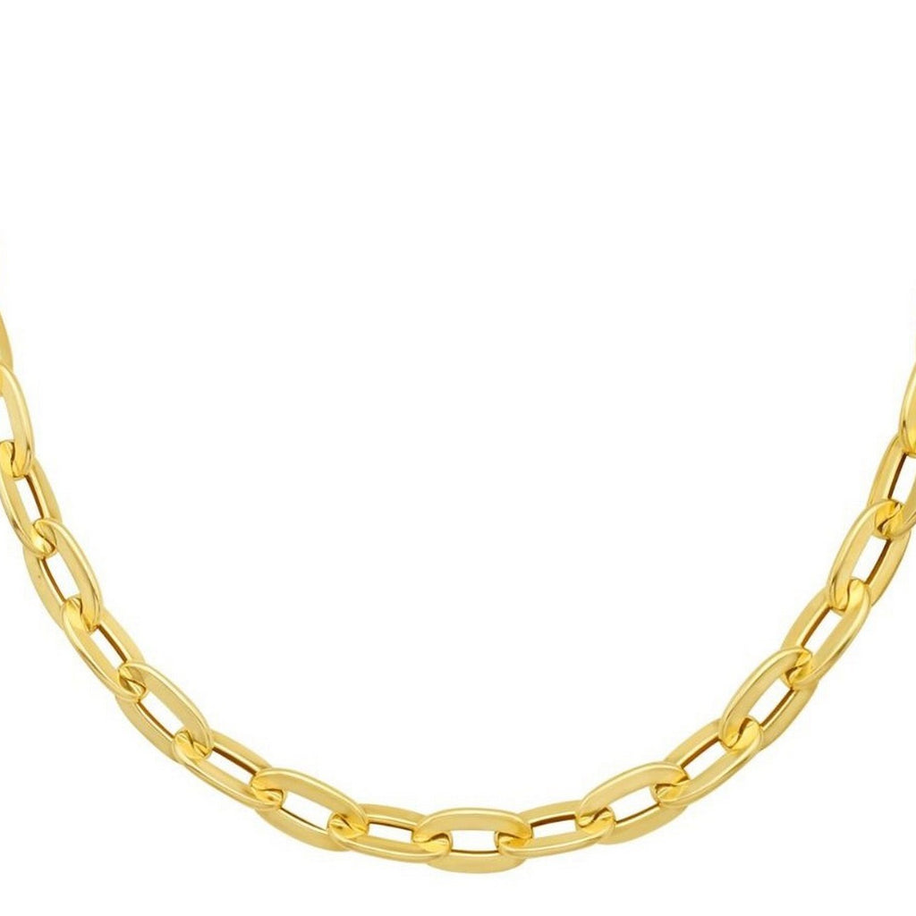 14K Yellow Gold Long Mirror Rolo Link Chain Necklace (7.30 mm)
