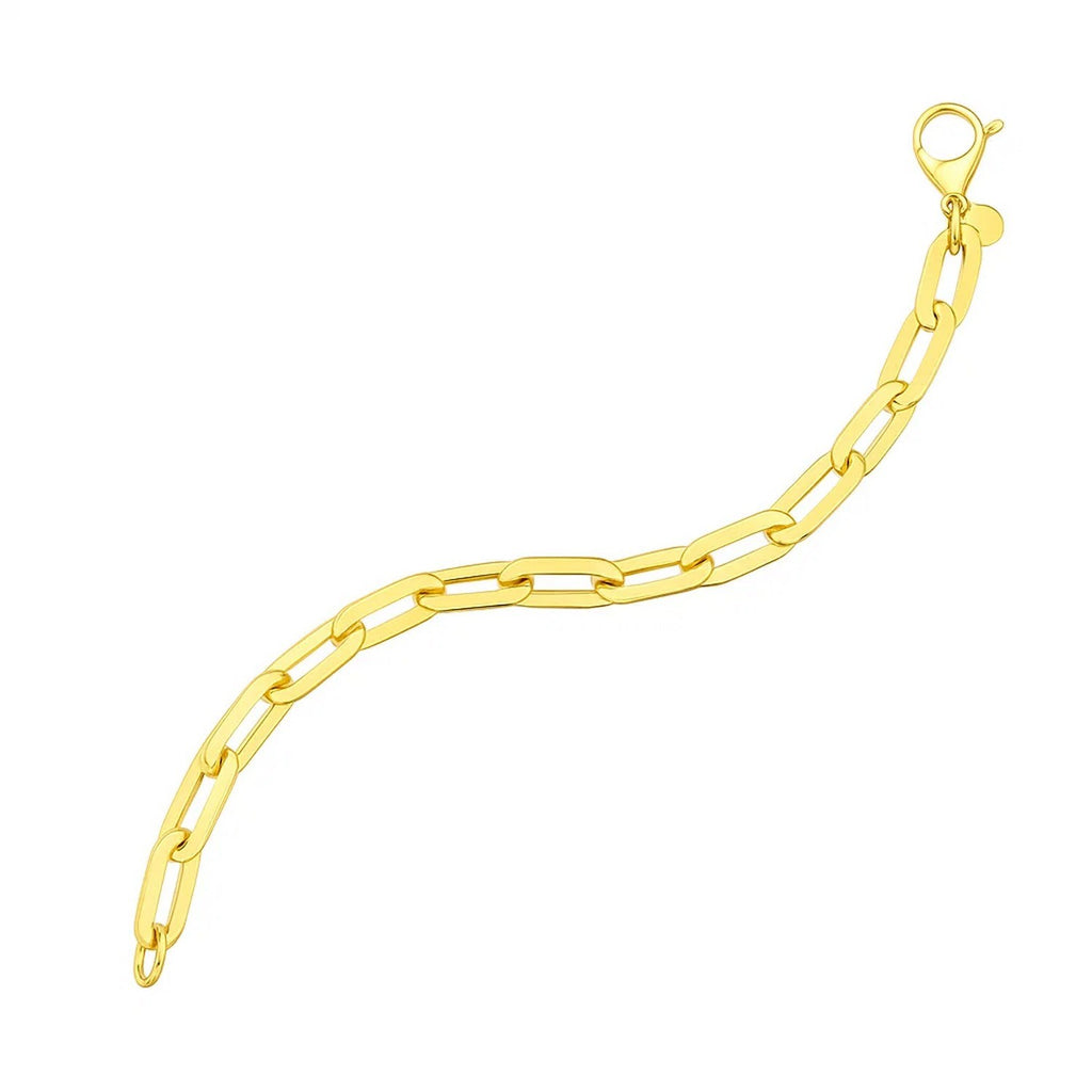 14K Yellow Gold Long Mirror Rolo Link Chain Necklace (7.30 mm)