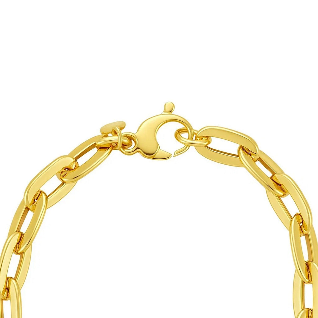 14K Yellow Gold Long Mirror Rolo Link Chain Necklace (7.30 mm)