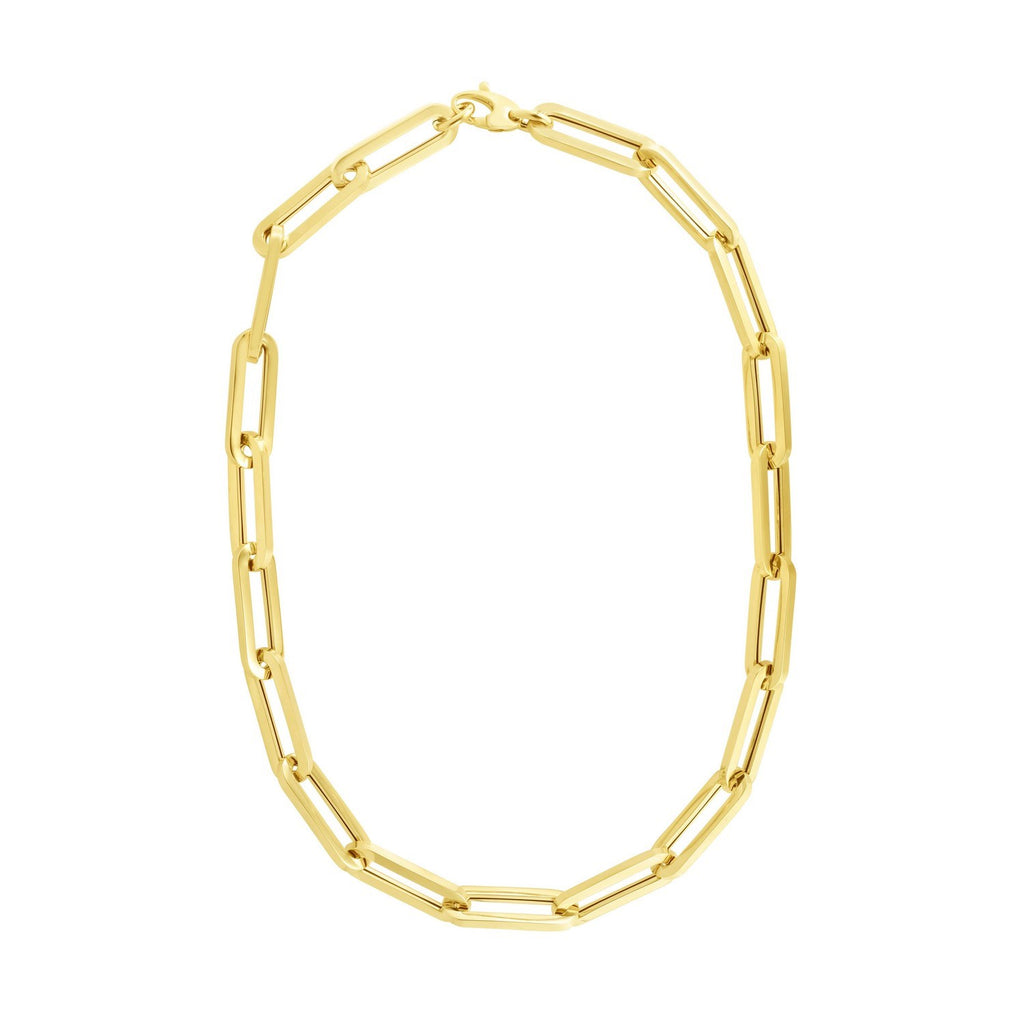 14k Yellow Gold Extra Wide Paperclip Chain Necklace