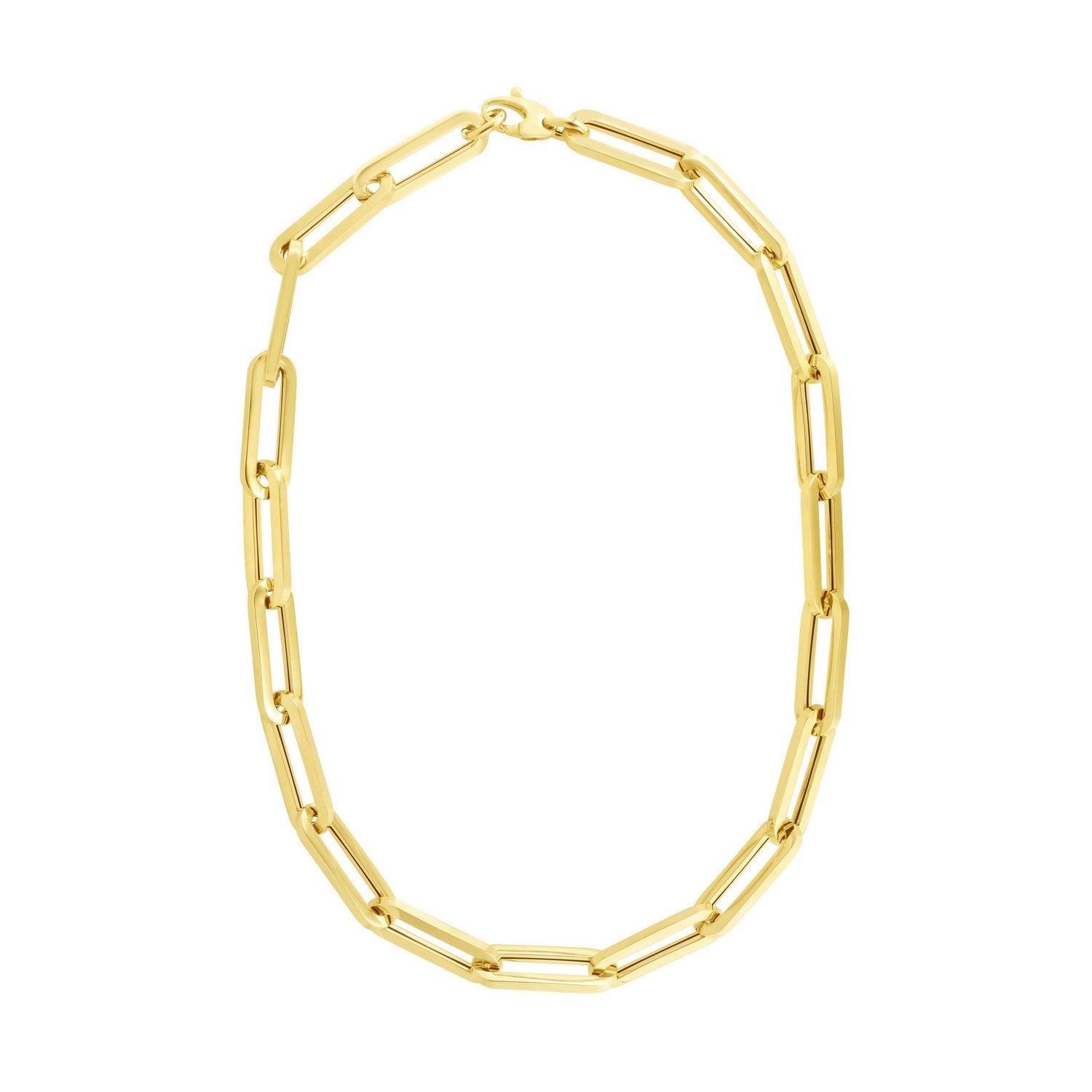 14k Yellow Gold Extra Wide Paperclip Chain Necklace