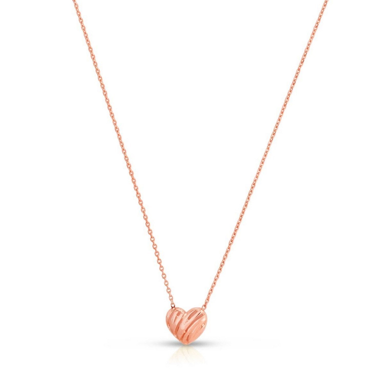 14k Rose Gold High Polish Scribbles Heart Necklace