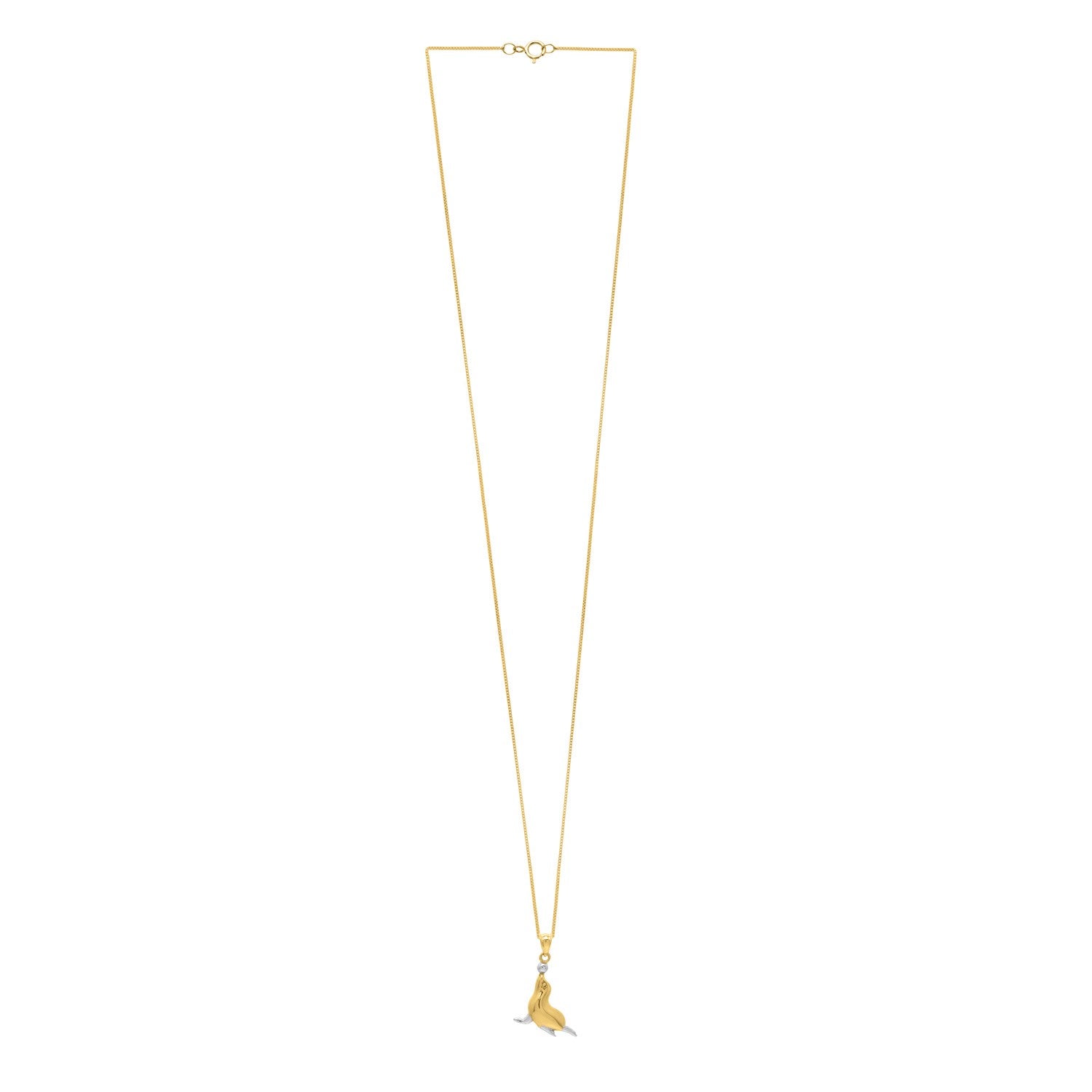 Seal Necklace in 10k Two Tone Gold
