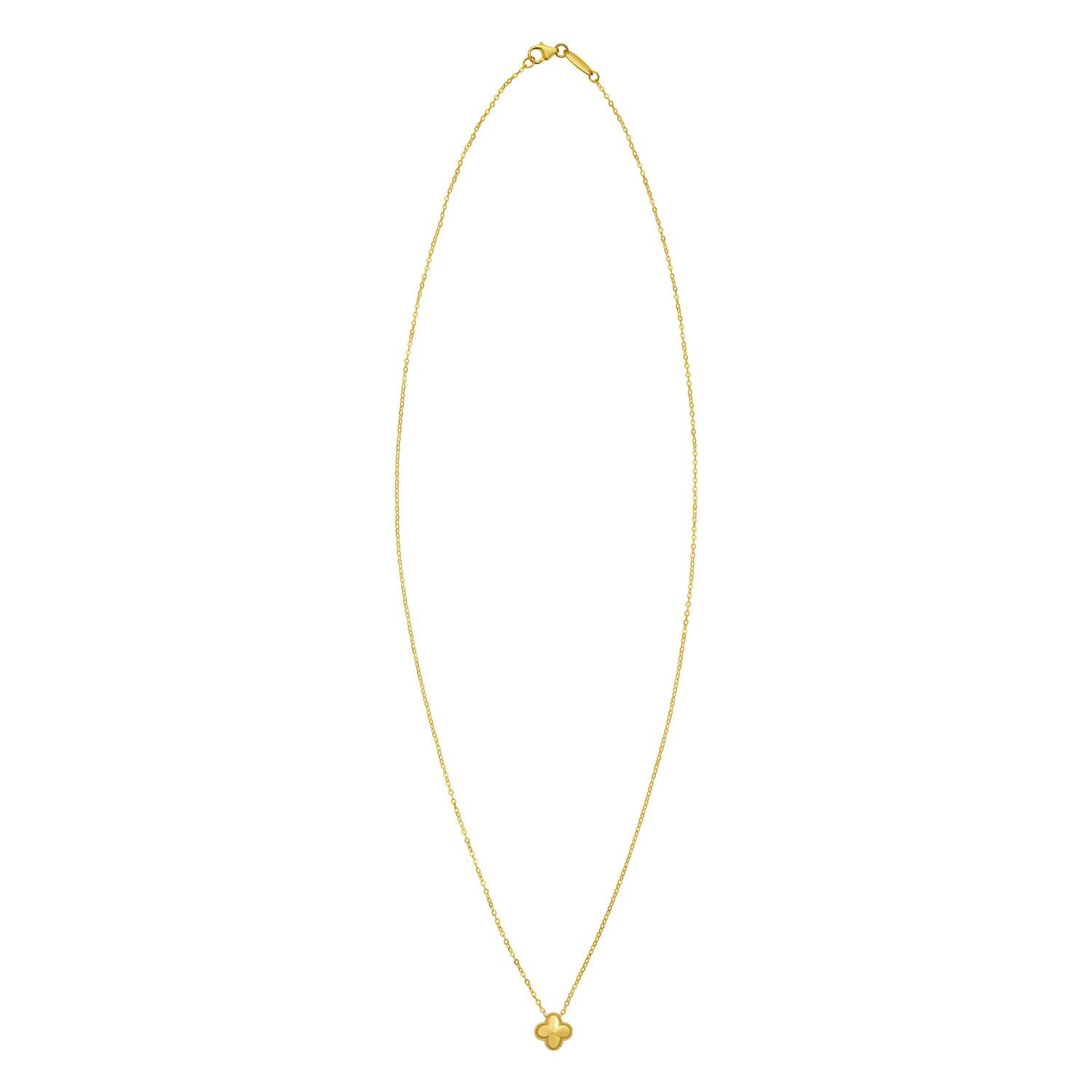 14K Yellow Gold Puffed Mini Clover Pendant Necklace